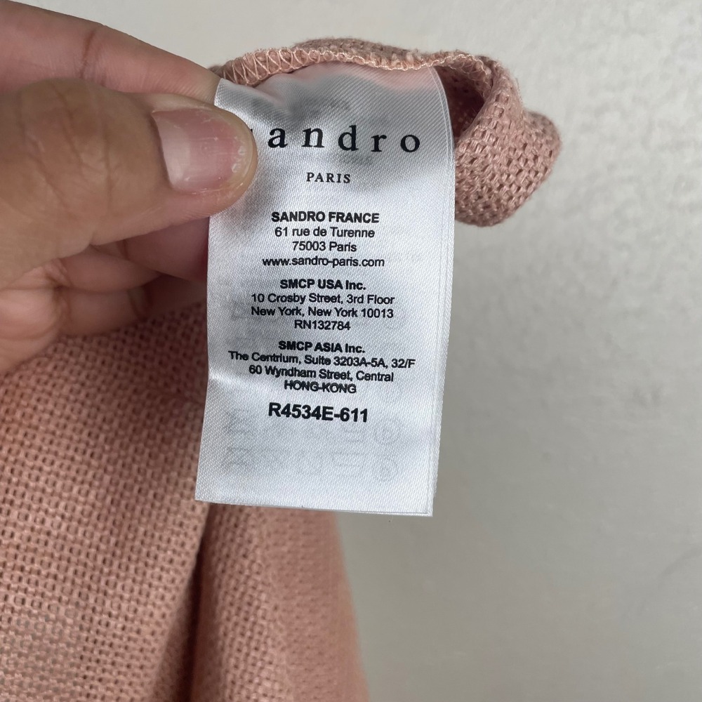 Sandro Paris Sleeveless V Neck Textured Mini Dress Rose Pink - Picture 6 of 9